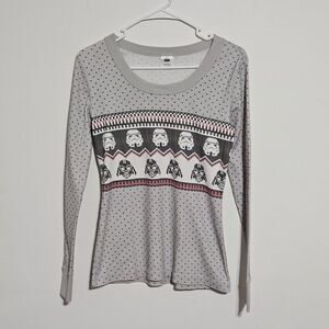Hanna Andersson Shirt Adult Size Small GREY‎ STAR WARS FAIR ISLE VADER Long John